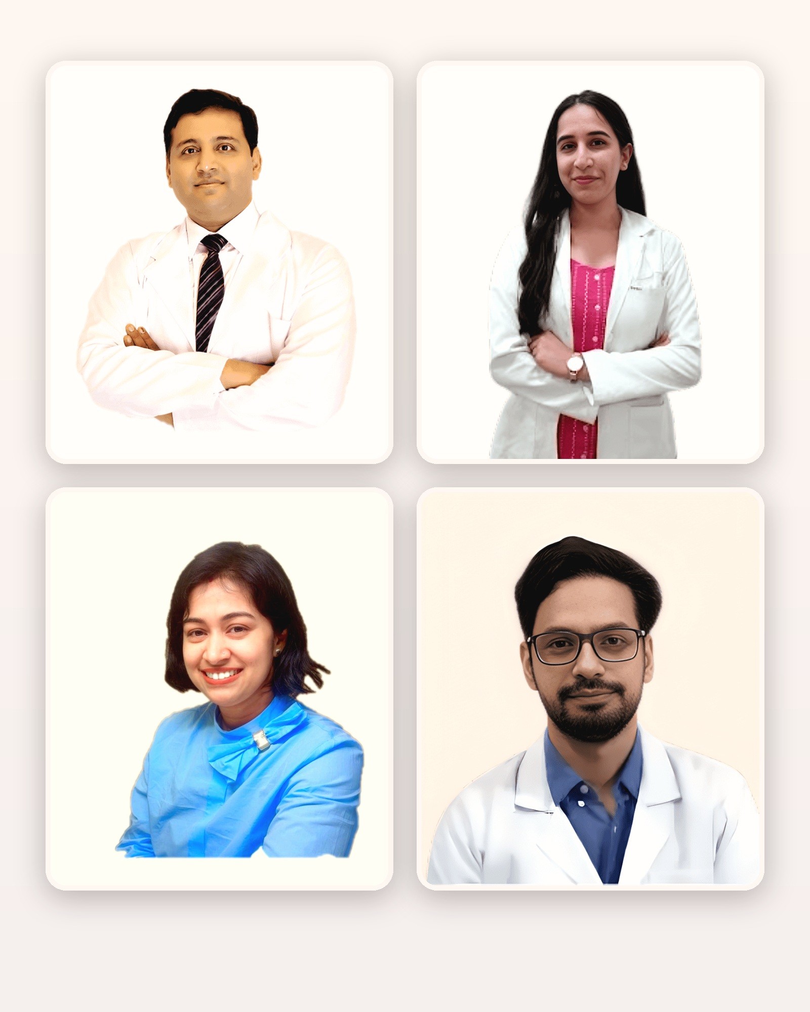 Meet the Monaris dermatologists: Dr. Arihant Surana, Dr. Priyanka Dayalani, Dr. Geetali Kharghoria and Dr. Pulkit Chaturvedi